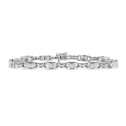 Bids.com 14K White Gold 1.0 Cttw Invisible Set Princess Diamond Alternating Link Tennis Bracelet (I-J Color, I1-I2 Clarity) - 7.25" Bracelets White Smoke White.Gold / 7.25