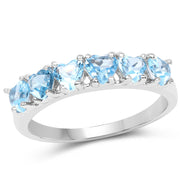 Bids.com 1.68 Carat Genuine Swiss Blue Topaz .925 Sterling Silver Ring Rings White Smoke size 6.00,size 8.00,size 9.00,size 7.00