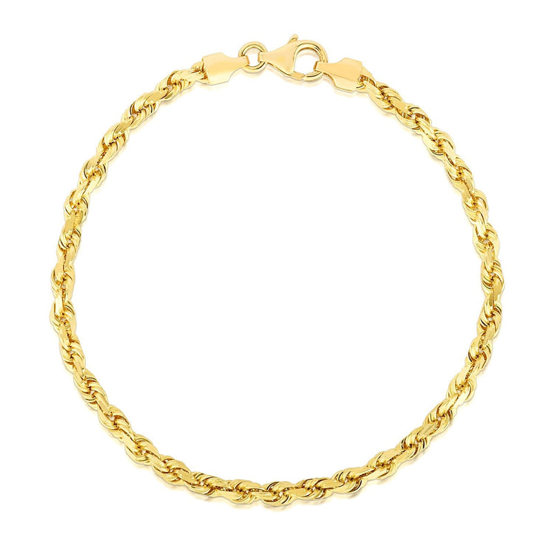 Bids.com 4.0mm 14k Yellow Gold Solid Diamond Cut Rope Bracelet Bracelets White Smoke 7 / Yellow Gold,8 / Yellow Gold