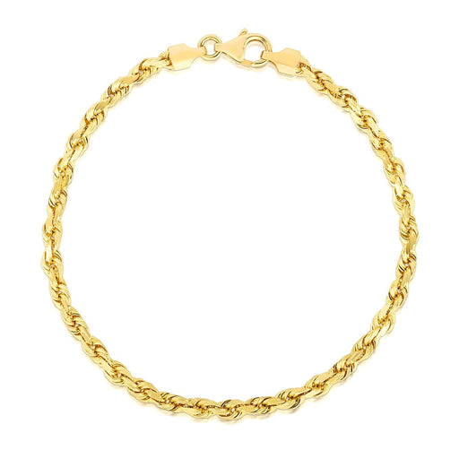 Bids.com 4.0mm 14k Yellow Gold Solid Diamond Cut Rope Bracelet Bracelets White Smoke 7 / Yellow Gold,8 / Yellow Gold