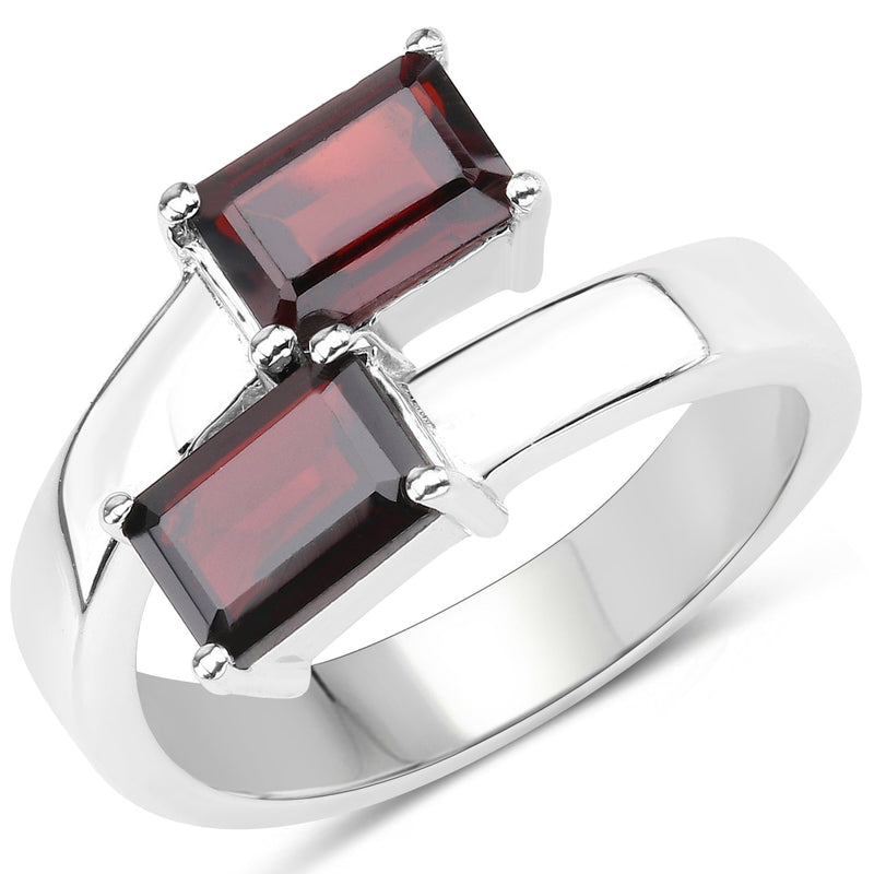 Bids.com 2.40 Carat Genuine  Garnet .925 Sterling Silver Ring Rings White Smoke size 6.00,size 7.00,size 8.00,size 5.00,size 9.00