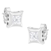 Bids.com 10K White Gold 1/2 Cttw Invisible Set Princess-Cut Diamond Stud Earrings (H-I Color, SI2-I1 Clarity) Earrings White Smoke White.Gold / 0.5151