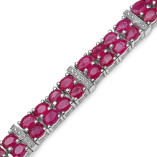Bids.com 16.77 Carat Genuine Glass Filled Ruby & White Topaz .925 Sterling Silver Bracelet Bracelets White Smoke size 7.50
