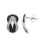 Bids.com 1.05 Carat Genuine Black Diamond & White Diamond .925 Sterling Silver Earrings Earrings White Smoke