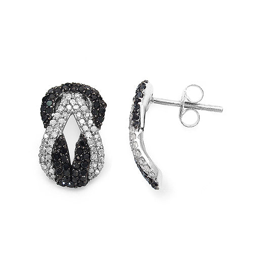 Bids.com 1.05 Carat Genuine Black Diamond & White Diamond .925 Sterling Silver Earrings Earrings White Smoke