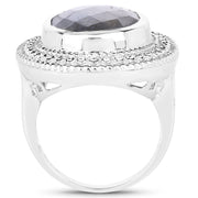 Bids.com 7.00 Carat Genuine Labradorite .925 Sterling Silver Ring Rings White Smoke size 6.00,size 7.00,size 8.00,size 9.00
