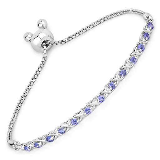 Bids.com 0.91 Carat Genuine Tanzanite .925 Sterling Silver Bracelet Bracelets White Smoke size 10.00