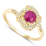 Bids.com 0.63 Carat Genuine Ruby and White Diamond 14K Yellow Gold Ring Rings White Smoke size 5.00,size 6.00,size 7.00,size 8.00,size 9.00