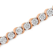 Bids.com 14K Rose Gold Plated .925 Sterling Silver 1/4 Cttw Diamond Round Miracle Plate and "S" Link Tennis Bracelet (I-J Color, I2- I3 Clarity) - 7" Bracelets White Smoke Rose.Sterling Silver / 7,White.Sterling Silver / 7,Yellow.Sterling Silver / 7