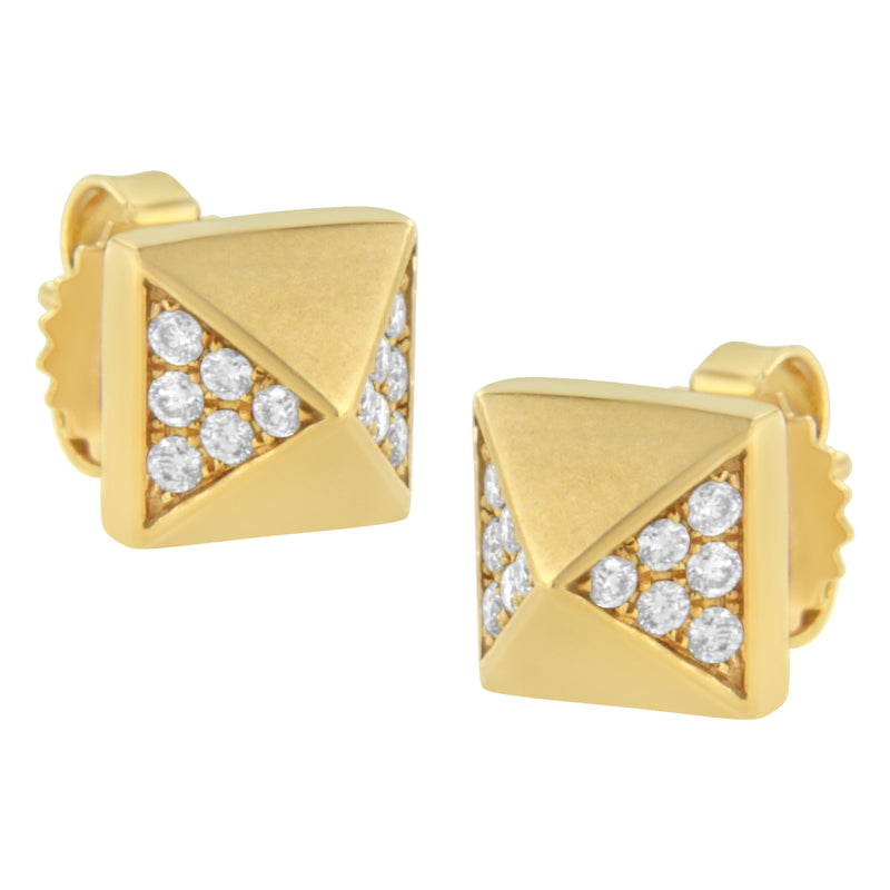 Bids.com 14K Yellow Gold 1/4 Cttw Diamond Pyramid Stud Earring (G-H Color, SI1-SI2 Clarity) Earrings White Smoke Yellow.Gold / 0.279