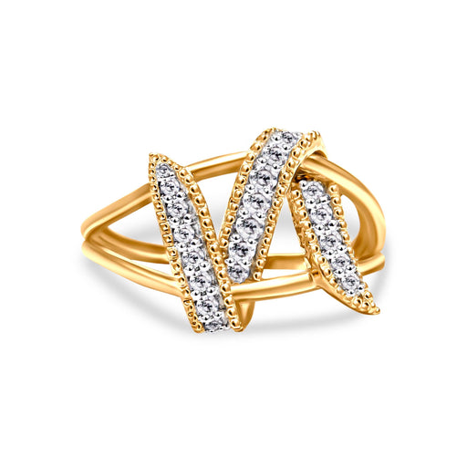 Bids.com 14K Yellow Gold Plated .925 Sterling Silver 1/4 Cttw Diamond Interlocking Bypass Ring (I-J Color, I1-I2 Clarity) - Size 7 Rings White Smoke 9 / Yellow.Sterling Silver,8 / Yellow.Sterling Silver,6 / Yellow.Sterling Silver,7 / Yellow.Sterling Silver,5 / Yellow.Sterling Silver,10 / Yellow.Sterling Silver