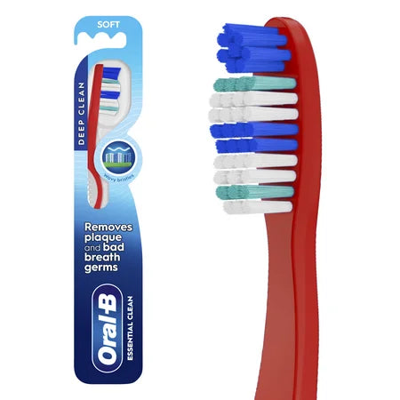 Oral-B Oral-B Essential Clean Toothbrush Removes Plaque Soft 1 Count for Adults & C Toothbrushes White Smoke
