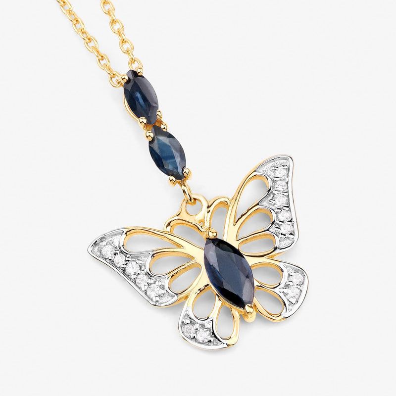 Bids.com 0.92 Carat Genuine Blue Sapphire and White Zircon .925 Sterling Silver Pendant Pendants White Smoke