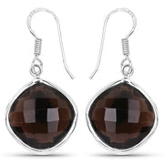 Bids.com 22.80 Carat Genuine Smoky Quartz .925 Sterling Silver Earrings Earrings White Smoke