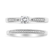 Bids.com .925 Sterling Silver 1/3 Cttw Diamond Classic Engagement Ring Bridal Set with Milgrain (I-J Color, I3 Clarity) - Ring Size 7 Rings White Smoke 7 / White.Sterling Silver,6 / White.Sterling Silver,5 / White.Sterling Silver,10 / White.Sterling Silver,8 / White.Sterling Silver,9 / White.Sterling Silver
