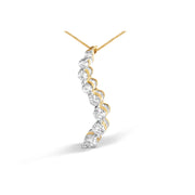Bids.com AGS Certified 14K Yellow Gold 3.0 Cttw Baguette and Brilliant Round-Cut Diamond Journey 18" Pendant Necklace (G-H Color, SI2-I1 Clarity) Necklaces White Smoke Yellow.Gold / 18