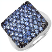Bids.com 2.21 Carat Genuine Tanzanite .925 Sterling Silver Ring Rings White Smoke size 7.00,size 6.00,size 8.00,size 9.00