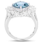 Bids.com 5.19 Carat Genuine London Blue Topaz & White Topaz .925 Sterling Silver Ring Rings White Smoke size 8.00,size 6.00,size 7.00,size 9.00,size 5.00
