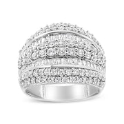 Bids.com .925 Sterling Silver 2.00 Cttw Round and Baguette-Cut Diamond Cluster Ring (H-I Color, I1-I2 Clarity) - Size 7 Rings Light Gray 7 / White.Sterling Silver,5 / White.Sterling Silver,8 / White.Sterling Silver,6 / White.Sterling Silver,9 / White.Sterling Silver
