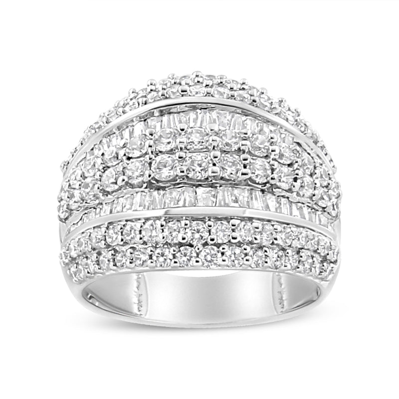 Bids.com .925 Sterling Silver 2.00 Cttw Round and Baguette-Cut Diamond Cluster Ring (H-I Color, I1-I2 Clarity) - Size 7 Rings Light Gray 7 / White.Sterling Silver,5 / White.Sterling Silver,8 / White.Sterling Silver,6 / White.Sterling Silver,9 / White.Sterling Silver