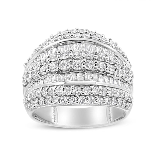 Bids.com .925 Sterling Silver 2.00 Cttw Round and Baguette-Cut Diamond Cluster Ring (H-I Color, I1-I2 Clarity) - Size 7 Rings Light Gray 7 / White.Sterling Silver,5 / White.Sterling Silver,8 / White.Sterling Silver,6 / White.Sterling Silver,9 / White.Sterling Silver