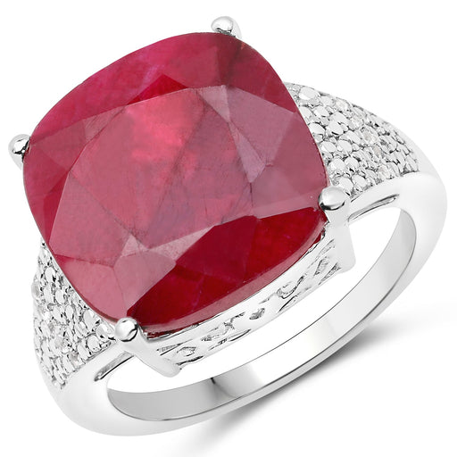 Bids.com 14.47 Carat Dyed Ruby and White Topaz .925 Sterling Silver Ring Rings White Smoke size 6.00,size 7.00,size 8.00,size 5.00,size 9.00,size 10.00