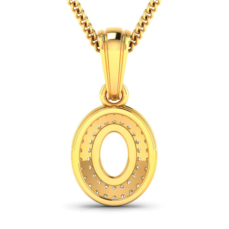 Bids.com 0.17 Carat Genuine White Diamond 14K Yellow Gold Semi Mount Pendant - holds 7x5mm Oval Gemstone Pendants White Smoke