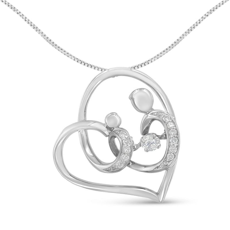 Bids.com .925 Sterling Silver 1/6 cttw Diamond Heart Pendant Necklace (H-I, I1-I2) Necklaces White Smoke White.Sterling Silver / 18