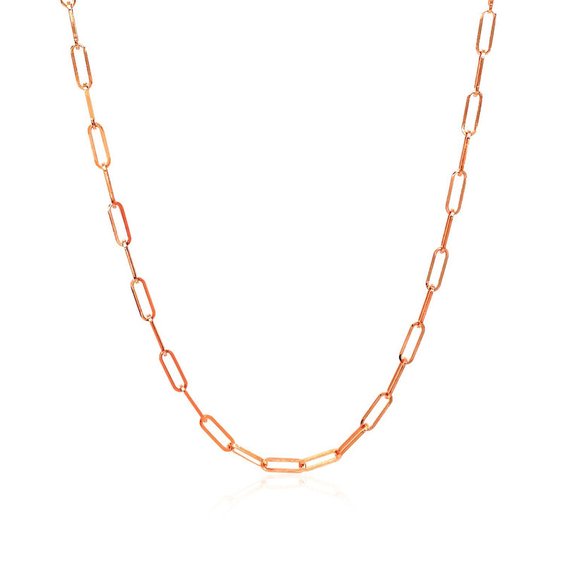 Bids.com 14K Rose Gold Delicate Paperclip Chain (2.1mm) Necklaces White Smoke 16 / Rose Gold,18 / Rose Gold,20 / Rose Gold,24 / Rose Gold