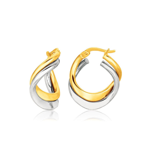Bids.com 14k Two Tone Gold Earrings in Fancy Double Twist Style Earrings White Smoke Two-Tone Gold