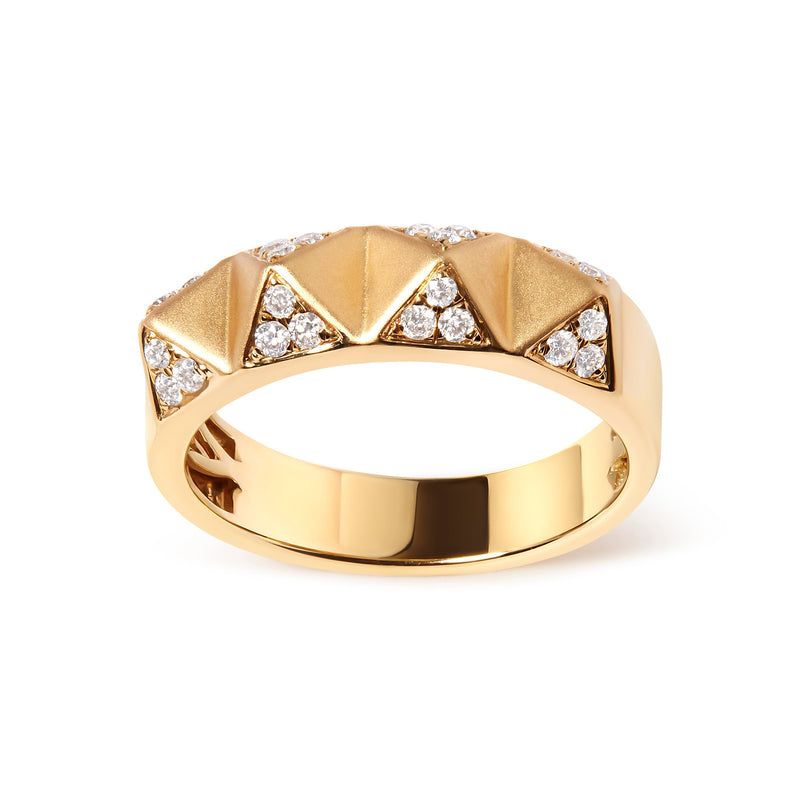 Bids.com 14K Yellow Gold 1/4 Cttw White Diamond Pyramid Band Ring (G-H Color, SI1-SI2 Clarity)- Size 7 Rings White Smoke 7 / Yellow.Gold