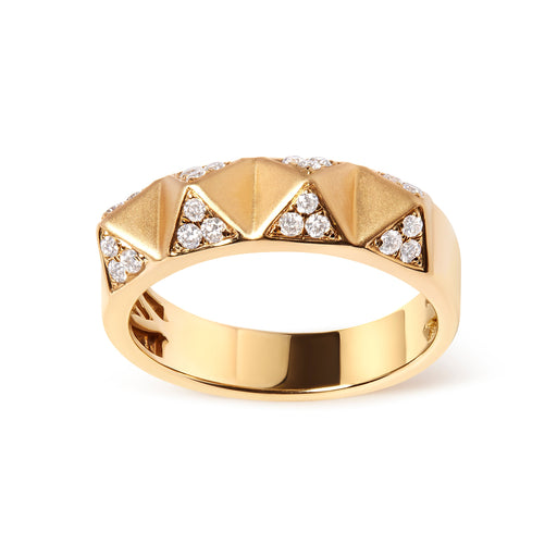 Bids.com 14K Yellow Gold 1/4 Cttw White Diamond Pyramid Band Ring (G-H Color, SI1-SI2 Clarity)- Size 7 Rings White Smoke 7 / Yellow.Gold
