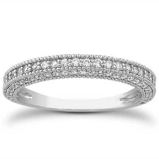 Bids.com 14k White Gold Fancy Pave Diamond Milgrain Textured Wedding Ring Band Rings White Smoke 4 / White Gold,4.5 / White Gold,5 / White Gold,5.5 / White Gold,6 / White Gold,6.5 / White Gold,7 / White Gold,7.5 / White Gold,8 / White Gold,8.5 / White Gold,9 / White Gold
