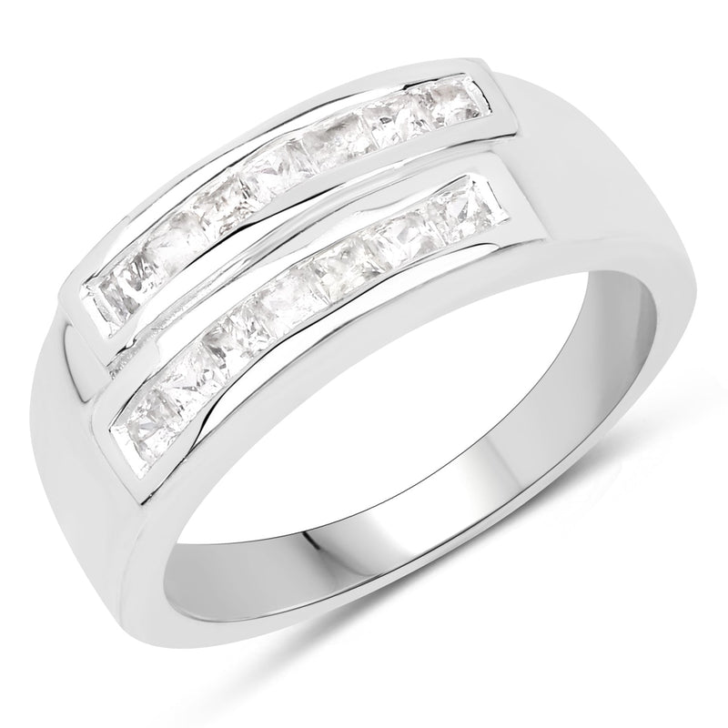 Bids.com 0.70 Carat Genuine White Sapphire .925 Sterling Silver Ring Rings White Smoke size 6.00,size 7.00,size 8.00,size 9.00,size 5.00,size 10.00