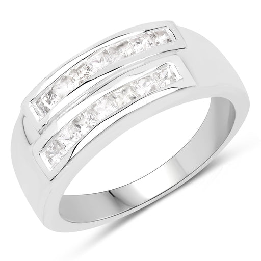 Bids.com 0.70 Carat Genuine White Sapphire .925 Sterling Silver Ring Rings White Smoke size 6.00,size 7.00,size 8.00,size 9.00,size 5.00,size 10.00