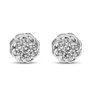 Bids.com .925 Sterling Silver 1/2 Cttw Round Diamond Cluster Openwork Floral Halo Stud Earrings (I1-I2 Clarity, I-J Color) Earrings White Smoke White.Sterling Silver / 0.5