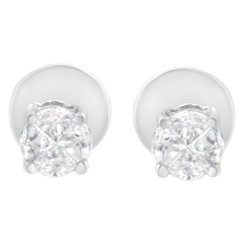 Bids.com 14K White Gold 1/2 Cttw Pie-Cut Diamond Solitaire Stud Earrings (H-I Color, SI1-SI2 Clarity) Earrings Lavender White.Gold / 0.5