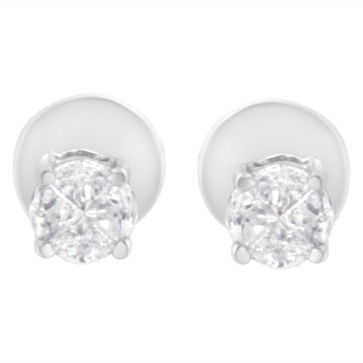 Bids.com 14K White Gold 1/2 Cttw Pie-Cut Diamond Solitaire Stud Earrings (H-I Color, SI1-SI2 Clarity) Earrings Lavender White.Gold / 0.5