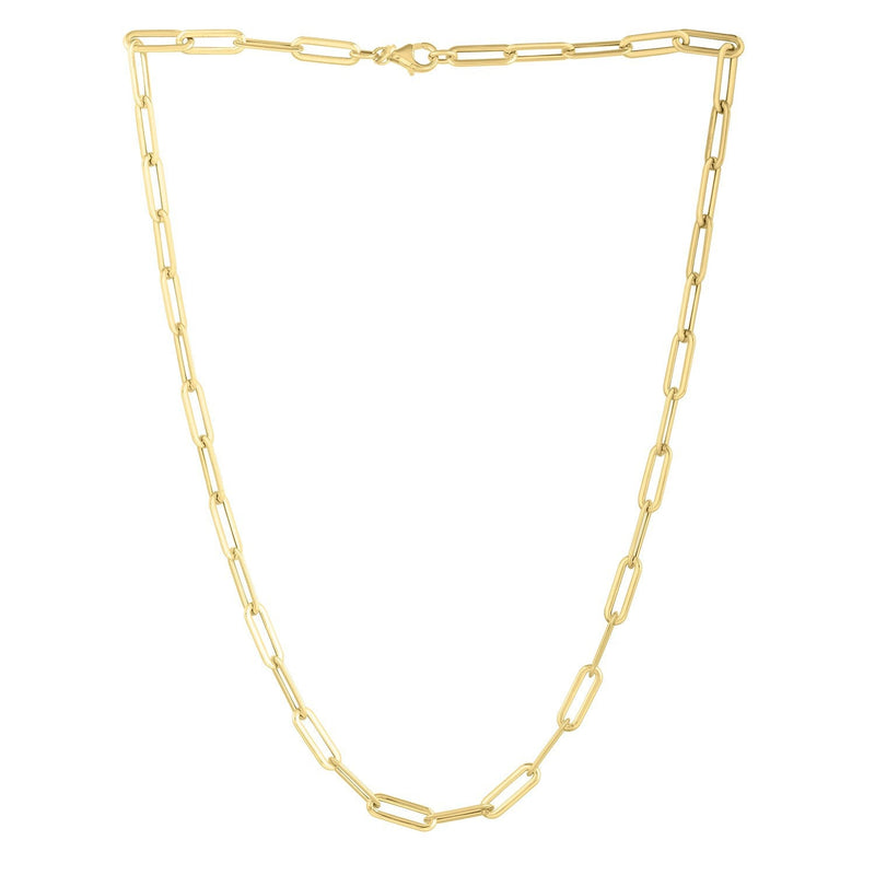 Bids.com 14k Yellow Gold Long Domed Paperclip Chain Necklace (4.80 mm) Necklaces White Smoke 18 / Yellow Gold