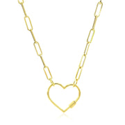 Bids.com 14k Yellow Gold Paperclip Chain Necklace with Heart Carabiner Clasp Necklaces White Smoke 18 / Yellow Gold