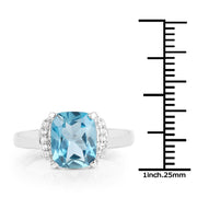 Bids.com 3.55 Carat Genuine London Blue Topaz & White Topaz .925 Sterling Silver Ring Rings White Smoke size 6.00,size 7.00,size 8.00,size 9.00,size 5.00,size 10.00