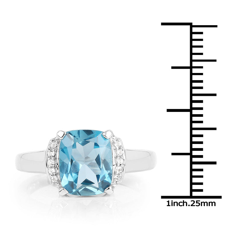 Bids.com 3.55 Carat Genuine London Blue Topaz & White Topaz .925 Sterling Silver Ring Rings White Smoke size 6.00,size 7.00,size 8.00,size 9.00,size 5.00,size 10.00