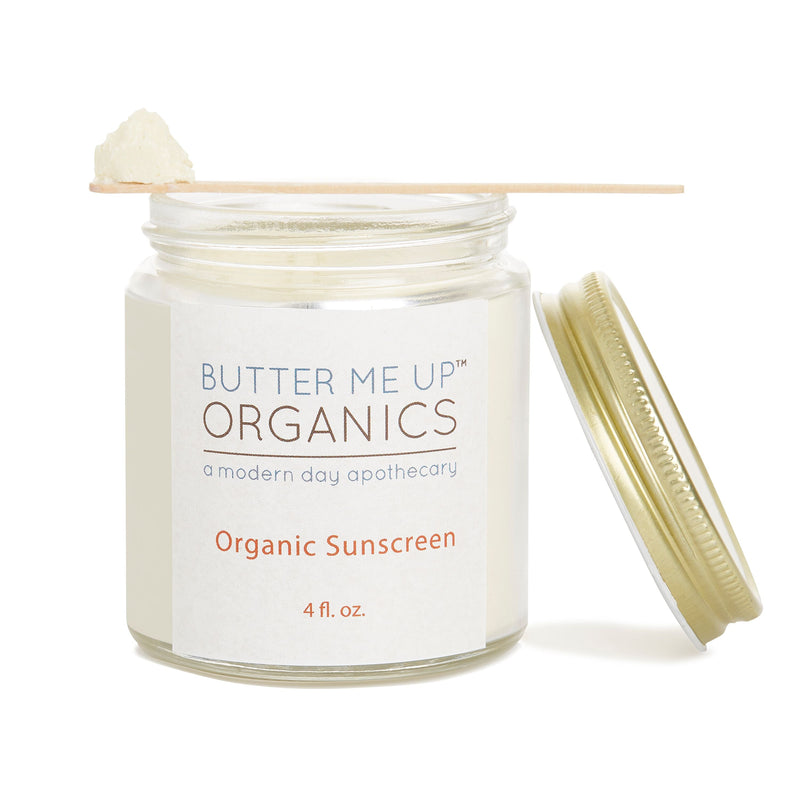 Butter Me Up Organics Natural Organic Sunscreen / Safe Sunscreen / Non-Nano Zinc Oxide Sunscreen / Sun Protection / Butter Me Up Organics Body Antique White Travel- 2oz. squeeze,2 oz glass jar,4oz. glass jar,6oz. glass jar,8oz. glass jar,3oz Paperboard