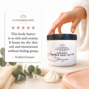 Glimmer Goddess® Organic Skin Care Organic Whipped Body Butter 4 oz – Travel Size Lotions & Creams White Smoke Lavender Lemon - Best Seller,Autumn Breeze,Blood Orange,Candy Cane,Caribbean Breeze,Christmas Cookie,Cinnamon Apple Cider,Citrus Basil,Citrus Mango,Coastal Reverie,Coconut,Coconut Lime,Coconut Vanilla,Evening Snow,Frankincense & Myrrh,Honeysuckle,Jasmine,