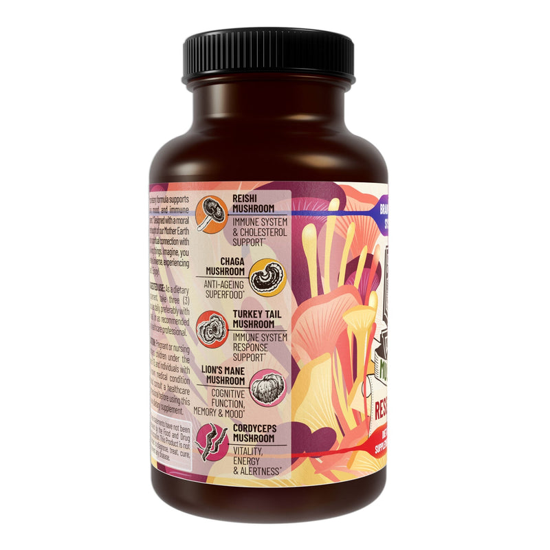 Hippie Farms Premium Immunity, Gut Health, and Brain Cognition Formula - 5 Mushrooms Reserve Blend Vitamins & Supplements White Smoke