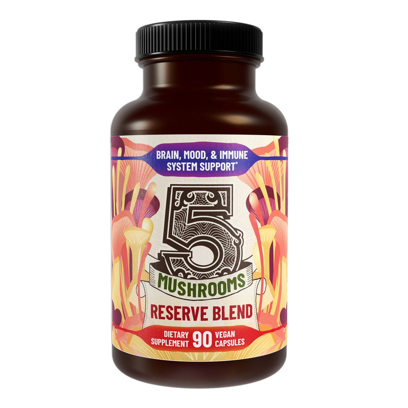Hippie Farms Premium Immunity, Gut Health, and Brain Cognition Formula - 5 Mushrooms Reserve Blend Vitamins & Supplements White Smoke
