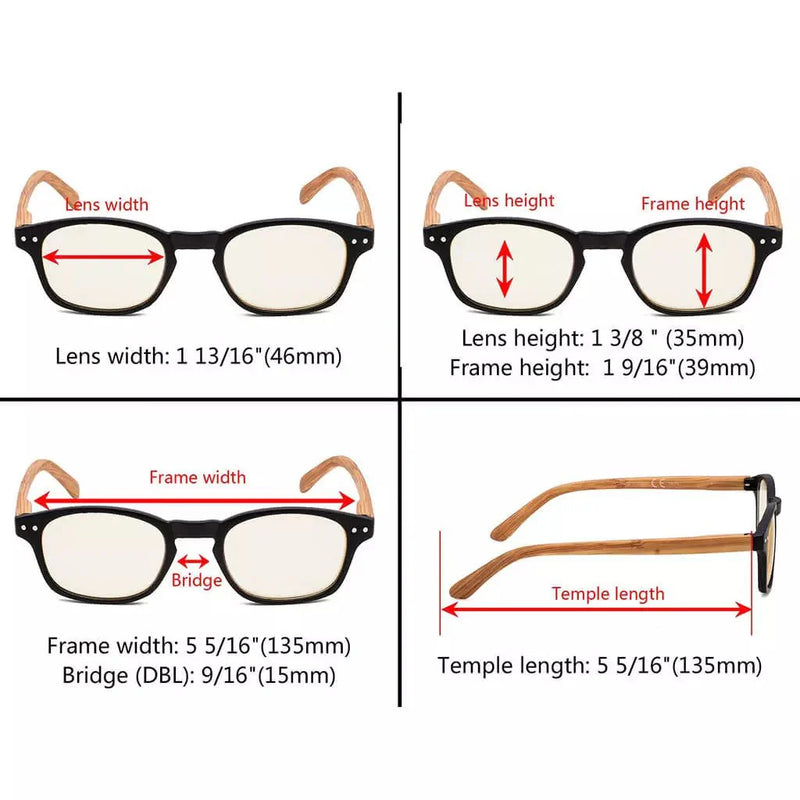 eyekeeper.com 5 Pack Bamboo-look Temples Blue Light Filter Reading Glasses CG034 Eyeglasses White Smoke Black-5pcs / without magnification,Black-5pcs / +0.50,Black-5pcs / +0.75,Black-5pcs / +1.00,Black-5pcs / +1.25,Black-5pcs / +1.50,Black-5pcs / +1.75,Black-5pcs / +2.25,Black-5pcs / +3.50,Black-5pcs / +4.00,Brown-5pcs / +0.50,Brown-5pcs / +0.75,Brown-5pcs