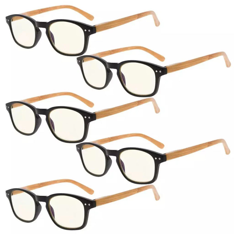 eyekeeper.com 5 Pack Bamboo-look Temples Blue Light Filter Reading Glasses CG034 Eyeglasses White Smoke Black-5pcs / without magnification,Black-5pcs / +0.50,Black-5pcs / +0.75,Black-5pcs / +1.00,Black-5pcs / +1.25,Black-5pcs / +1.50,Black-5pcs / +1.75,Black-5pcs / +2.25,Black-5pcs / +3.50,Black-5pcs / +4.00