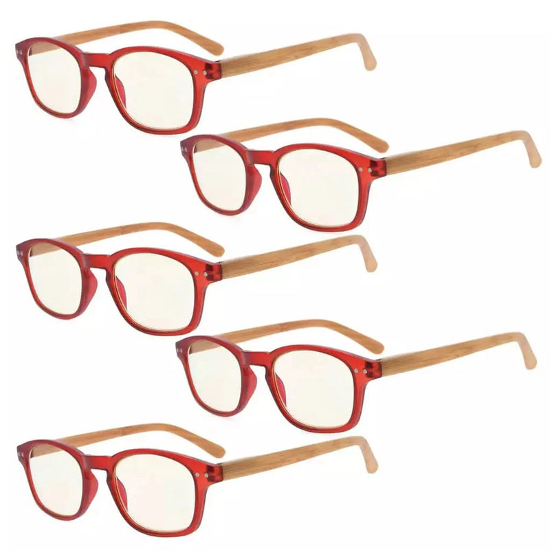 eyekeeper.com 5 Pack Bamboo-look Temples Blue Light Filter Reading Glasses CG034 Eyeglasses White Smoke Red-5pcs / without magnification,Red-5pcs / +0.50,Red-5pcs / +0.75,Red-5pcs / +1.00,Red-5pcs / +1.25,Red-5pcs / +1.50,Red-5pcs / +1.75,Red-5pcs / +2.25,Red-5pcs / +2.50,Red-5pcs / +3.00,Red-5pcs / +3.50,Red-5pcs / +4.00