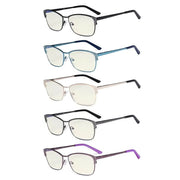 eyekeeper.com 5 Pack Blue Light Filter Eyeglasses with Crystals UV17001 Eyeglasses White Smoke 5 Pairs Mix / without magnification